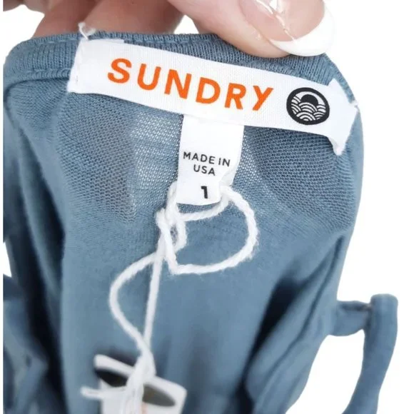 NEW Sundry Teal White Tie Dye Stripe Jogger Leg Sleeveless Jumpsuit Size 1 Small - Picture 7 of 13